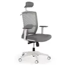 Silla de oficina white, brazos ajustables, reposacabezas, red
