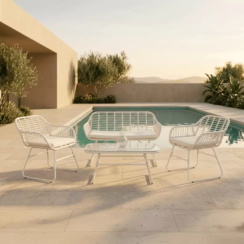 Conjunto de Sofá de Exterior 4 Piezas | Colección BLANC