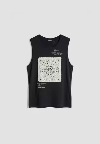 CAMISETA SIN MANGAS REGULAR FIT DE ALGODÓN BEACHWEAR CON ESTAMPADO
