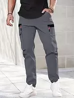 Cargo Pants for Men Elastic Waist Adjustable Drawstring Casual Pants Hiking Outdoor Climbing Fishing with Pockets
