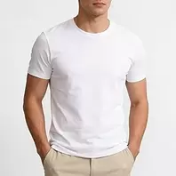 Mens T Shirt Size L Soft Breathable Basic Stretchy Solid Color Travel Office Work Hiking Workout Gym Workout White