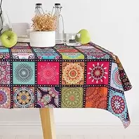 Bohemian Bohemian Mandala Paisley Tablecloth Vintage Rustic Washable Seasonal Tablecloth for Birthday Party Wedding Bridal Shower Picnic Dinner Decoration 55x35