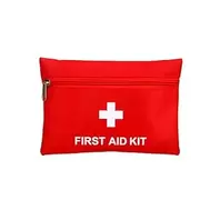 First Aid Kit, Empty Travel Medicine Storage Bag, Portable Rescue Pill Pocket with Zipper, Waterproof, Small Red First Aid Bag