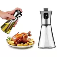 High Quality Spray Bottle, Elegant Oil Sprayers with Glass and Stainless Steel, 200ml Capacity, Silver Conical Design