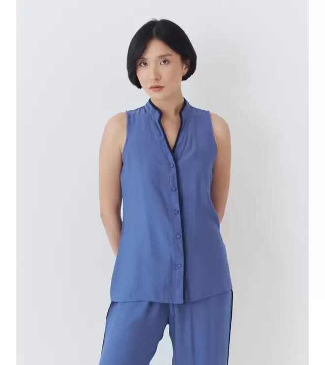 BLUSA CUELLO MAO CONTRASTE