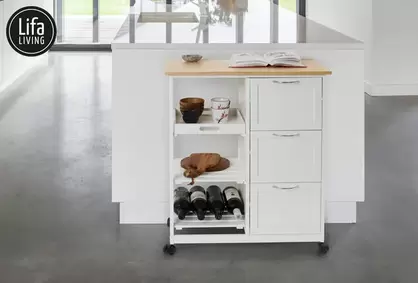 Carro de cocina para más espacio de trabajo y almacenamiento