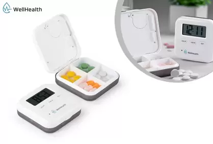 Pastillero con temporizador y 5 alarmas