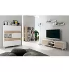 Conjunto de Salón Mueble Completo: Bajo TV, Vitrina, Estantería Decorativa y...