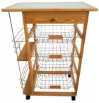 Carro verdulero de cocina con botellero lateral 57x37x82 color miel Oporto 5