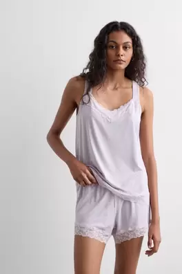 Pijama Corto con Camiseta de Tirantes en Modal con...