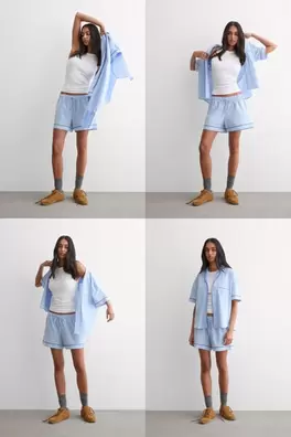 Pijama Corto de Algodón y Modal Chambray NI