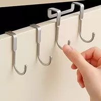 3 Pieces Over Cabinet Hanging Hooks J Shape Wall Hanging Hooks for Cupboard Cupboard Door Drawer Bathroom Coat Clothes Bags
