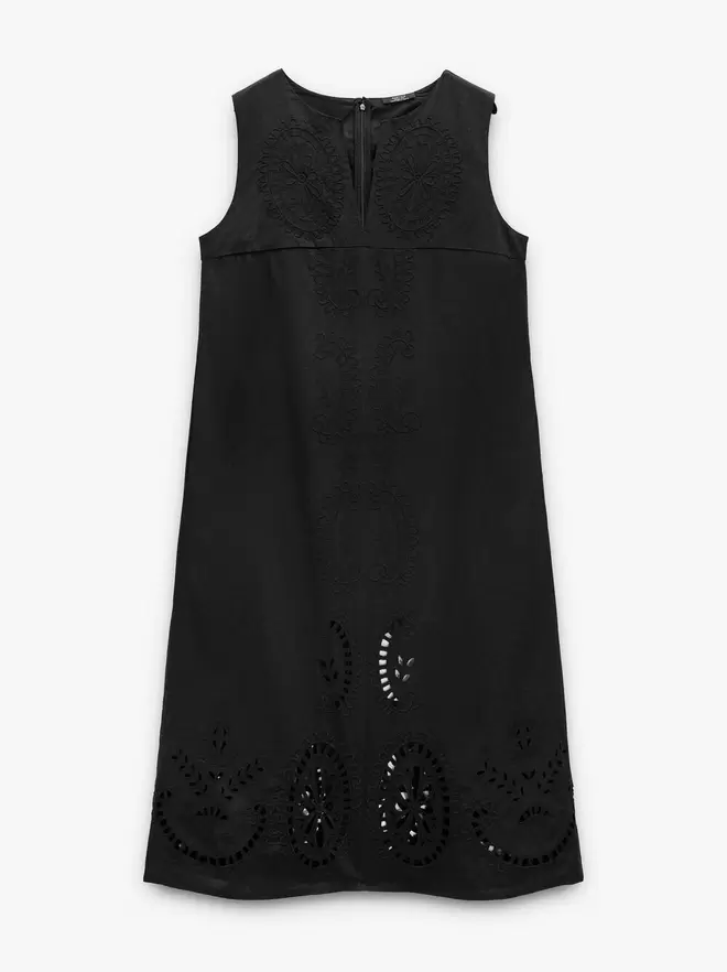Vestido midi bordado perforado 100% algodón