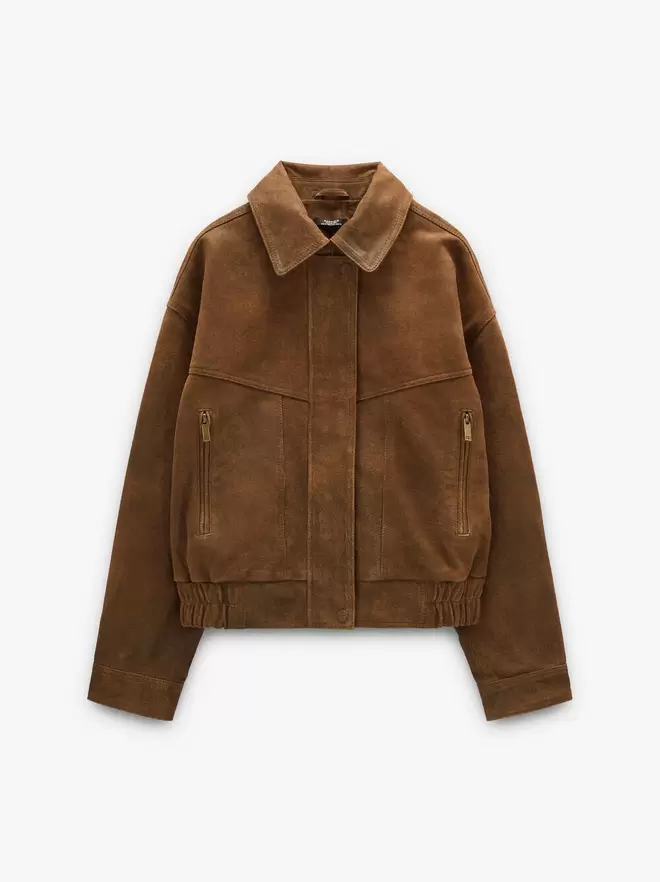 Chaqueta de piel efecto desgastado