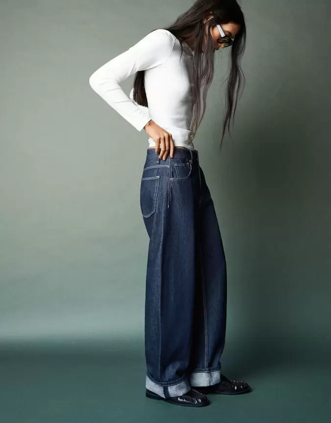 Jeans baggy tiro bajo roll up