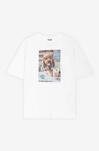 Cropped Paws & Relax Organic Cotton White T-shirt