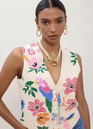 Multicolor Beaded Vest