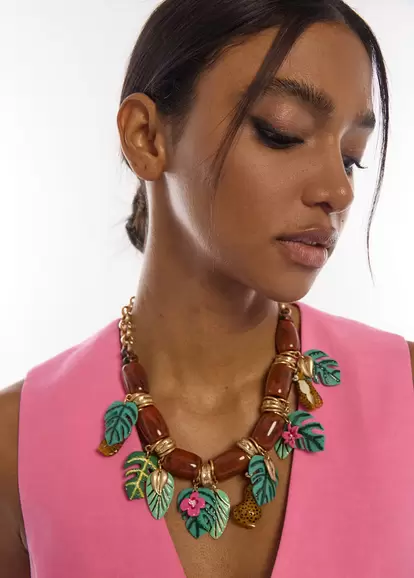 Short Chain Necklace with Tropical Charms