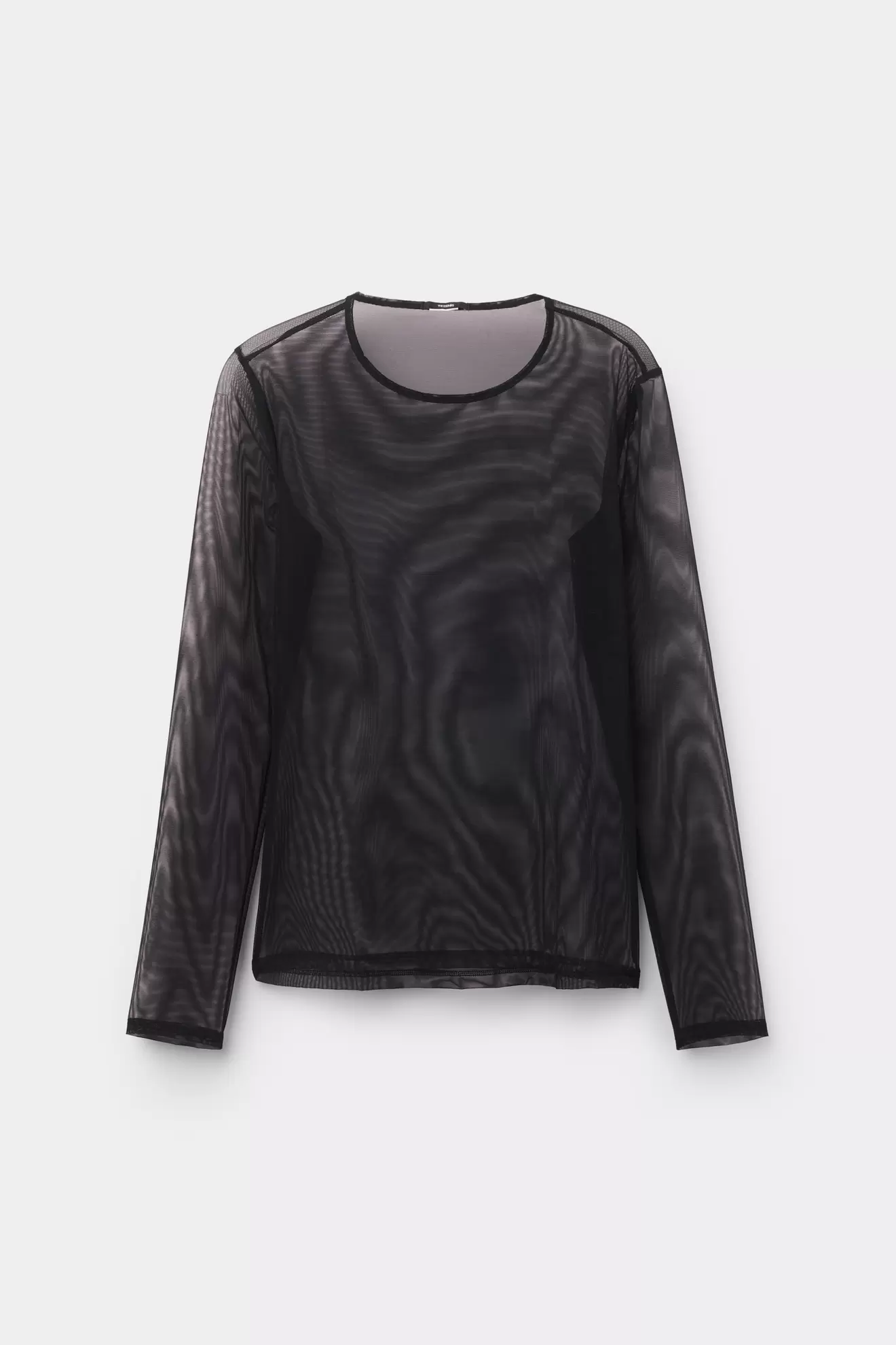 Camiseta de Manga Larga y Cuello Redondo de Tul