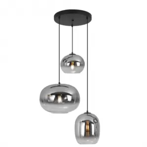 Lámpara de techo colgante Laxe 3xE27 acabado negro / ahumado estilo moderno 50cm Ø