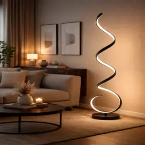 Lámpara de pie Bouillon LED 43w 4000k acabado negro estilo moderno 28 cm Ø