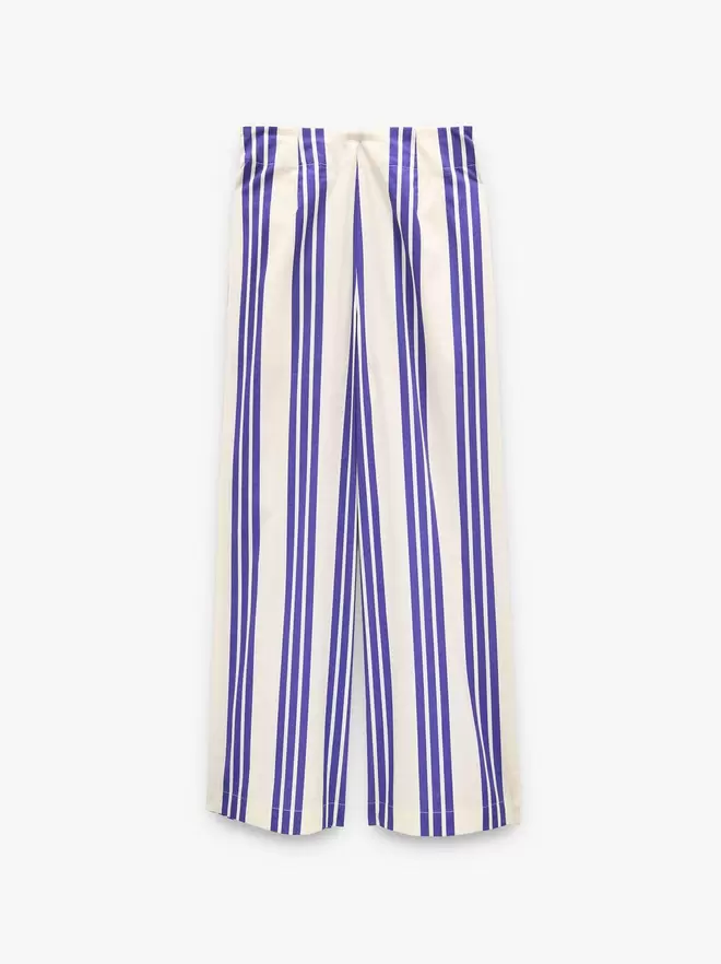 Pantalón con cintura elástica a rayas 100% algodón