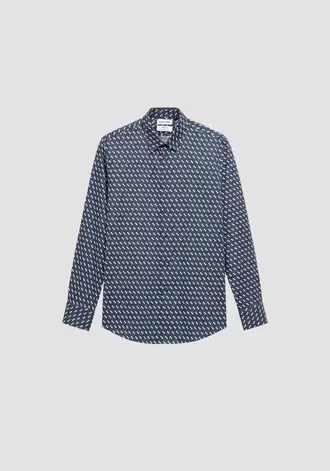 "NAPOLI" SLIM FIT SHIRT IN COTTON AND VISCOSE BLEND WITH SOFT TOUCH PRINT