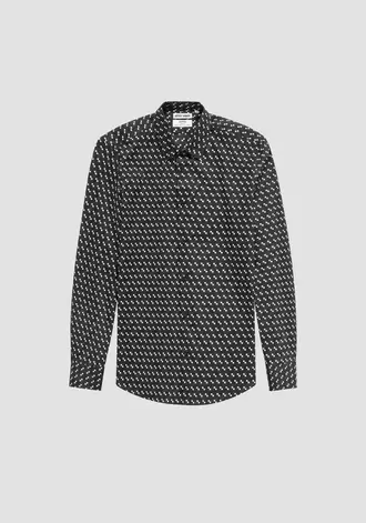"NAPOLI" SLIM FIT SHIRT IN COTTON AND VISCOSE BLEND WITH SOFT TOUCH PRINT