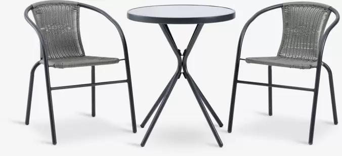 RADSTRUP + GRENAAMesa RADSTRUP Ø60 negro + 2 sillas GRENAA grisABORGConjunto de balcón ABORG A60xL60 arena oscuroABORGConjunto de balcón ABORG A60xL60 verdeABORGConjunto de balcón ABORG A60xL60 berenjenaJERSORE + LEKNESMesa JERSORE L70 + 2 sillas LEKNES n