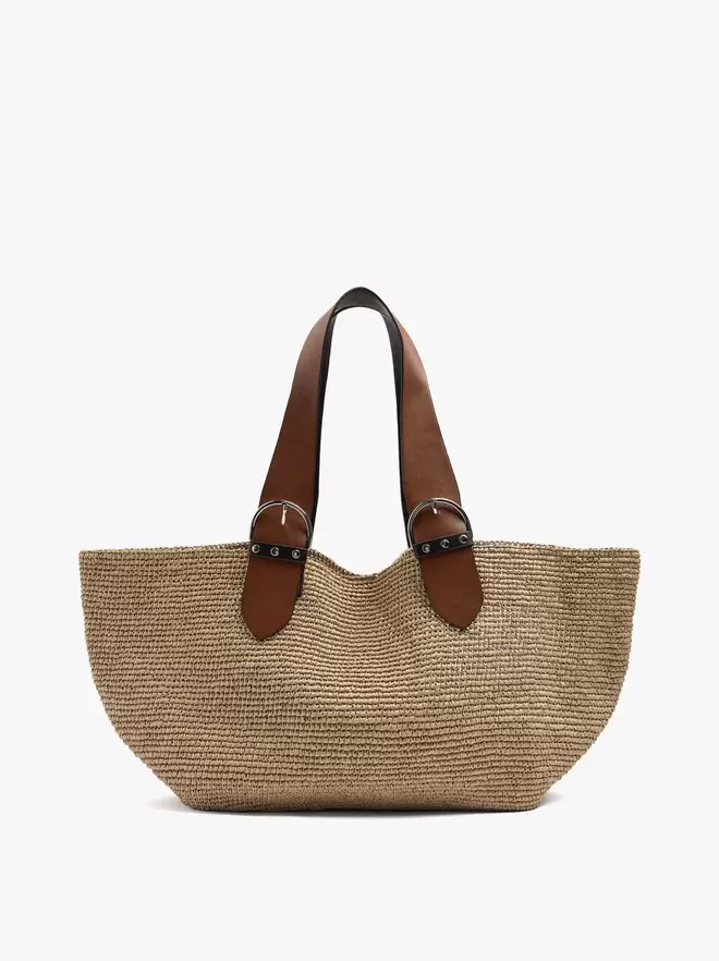 Bolso shopper efecto rafia con bolsa removible