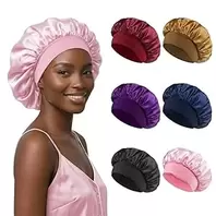 1 Set Silk Bonnet for Sleeping, Satin Wrap for Curly/Natural Hair with Soft Elastic Band, Soft Night Cap (Pink)