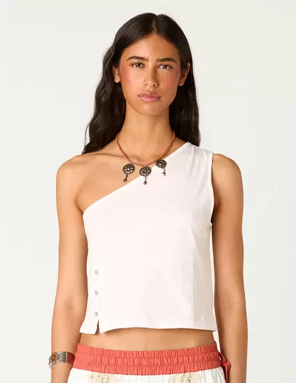 CAMISETA ASIMÉTRICA BOTONES WHITE