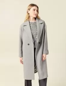 Manteau oversize long gris femme