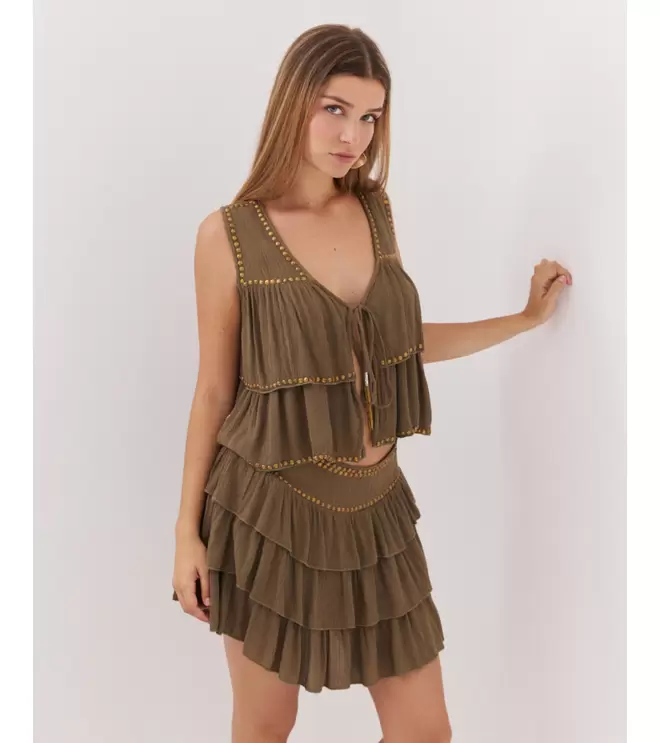 FALDA SHORT VOLANTES TACHAS