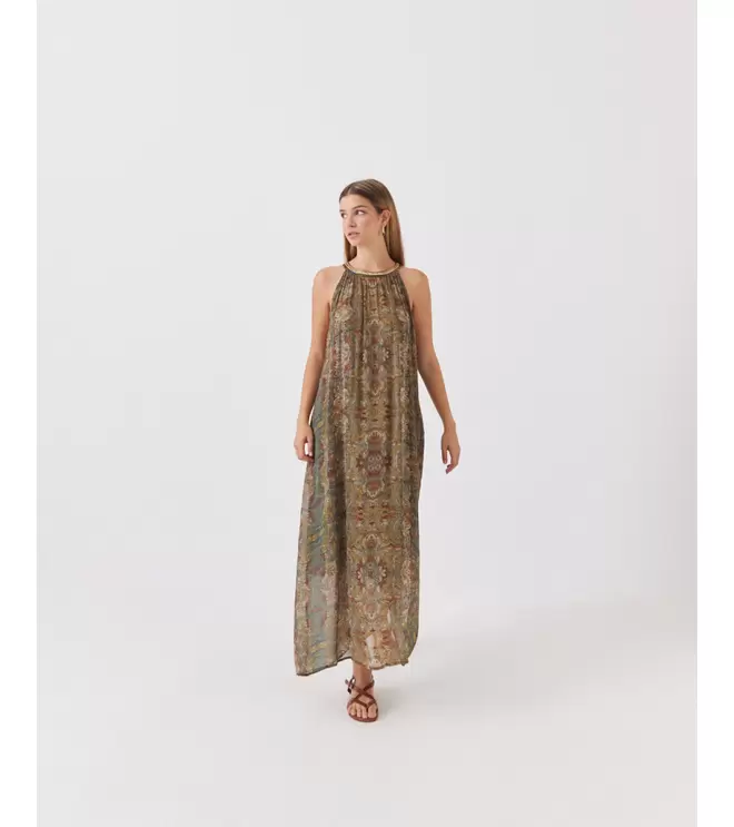 VESTIDO LARGO HALTER ESTAMPADO