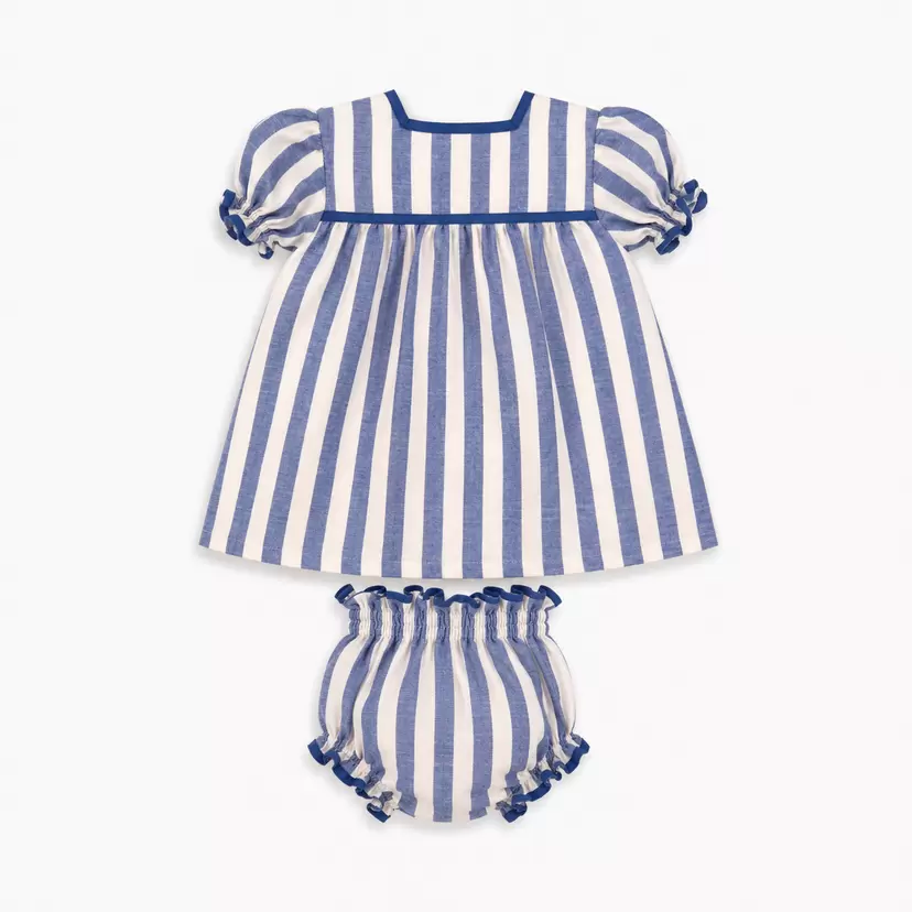 Conjunto bebé vestido y braguita rayas azul | Cocote by Charanga