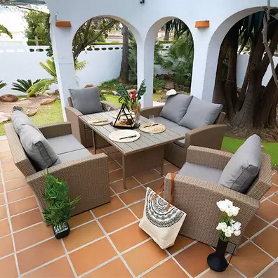 Conjunto Sintra : Mesa + 2 Sofás De 2 Plazas + 2 Sillones.
