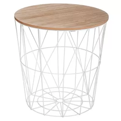 Mesa Auxiliar Kumi - Blanco/madera Ø 40 X 41cm