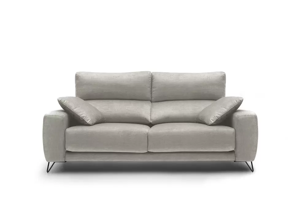 Sofá 3p con asientos deslizantes tapizado beige