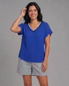 Camiseta Con Detalle En Hombro Azul Cobalto