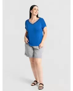Camiseta Con Detalle En Hombro Azul Cobalto