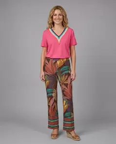 Pantalon Estampado Tropical Multicolor