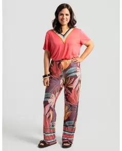 Pantalon Estampado Tropical Multicolor