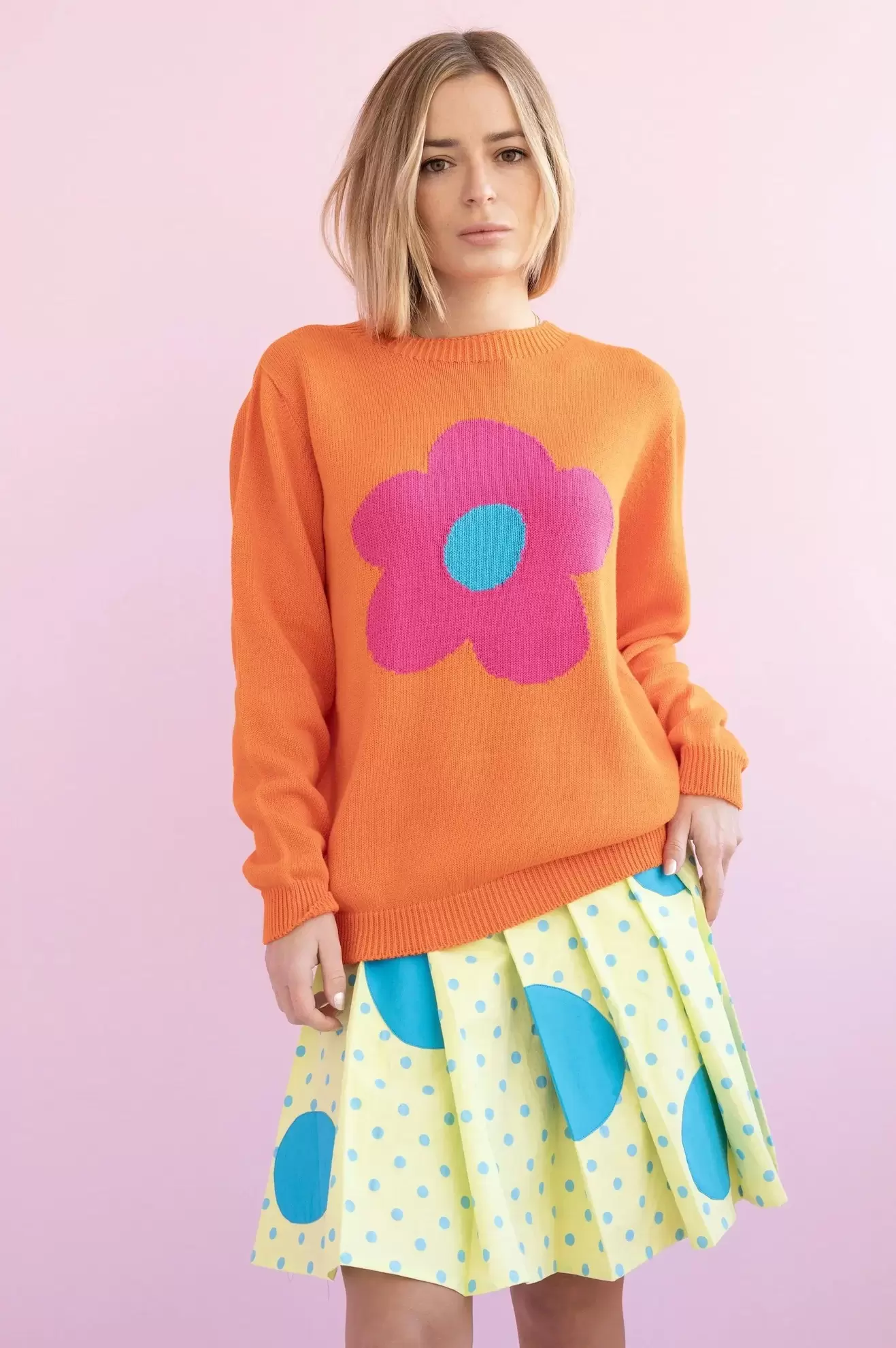 WOMEN'S ORANGE COTTON JERSEY FLOWER