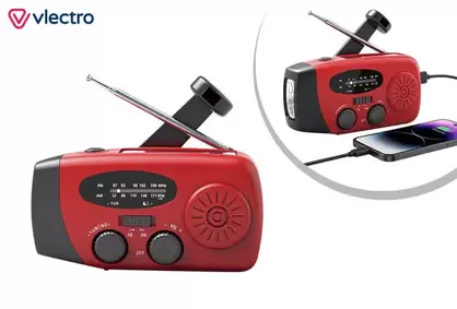 Radio de emergencia compacta con linterna