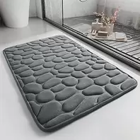 Memory Foam Bath Mat, Super Soft and Absorbent Bathroom Rugs, Non-Slip Machine Washable Cobbled Bath Mat, Comfortable Bath Mat for Bathtub, Dark Grey
