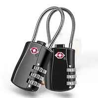 2 Pack TSA Approved Luggage Padlock, Combination Travel Cable Lock, 3 Digit Waterproof Lock, TSA Accepted Keyless Resettable Lock, for Lockers