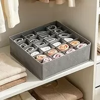 Foldable Sock Organizer, 24 Cell Drawer Divider and Closet Storage Box with Zipper, Strong Fabric for Underwear, Bras, Accessories, Closet and Travel