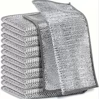 8 Miracle Cleaning Cloths - Ultra Durable Mesh Microfiber Set - Easy to Clean, Dry and Wet, Ideal for Dishes, Metal Surfaces and Much More - Scratch Free Kitchen Genius