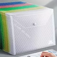 Plastic Envelopes, Clear Document Folders, A4 Size Poly Mailers with Label Pockets for School, Home, Work, Office, 10 Pack